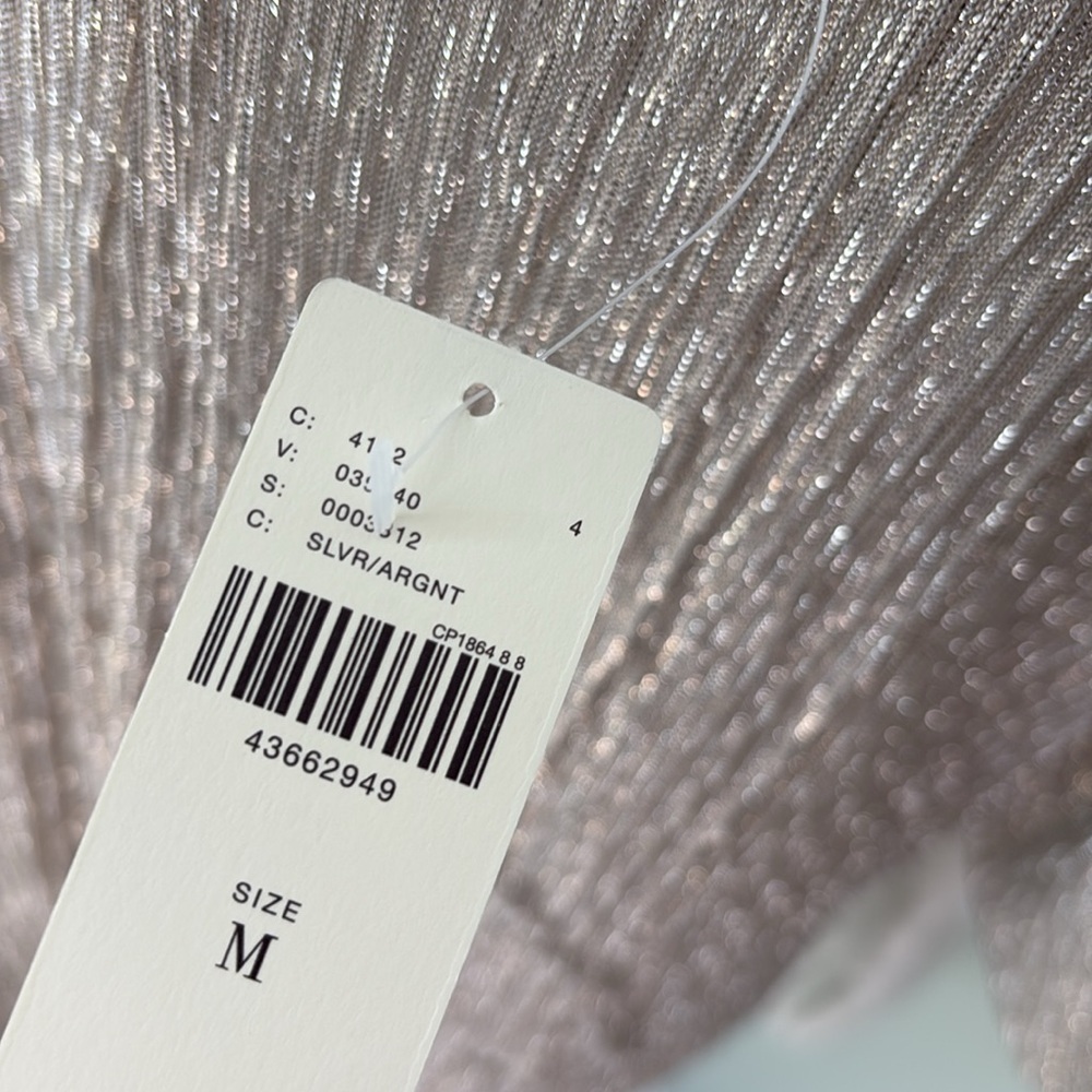 ANTHROPOLOGIE VANESSA VIRGINIA Metallic Silver Top Medium NEW - Picture 10 of 11